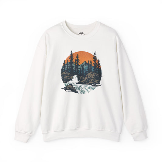 Nature Circle Waterfall Sweatshirt | Mountain Forest Crewneck