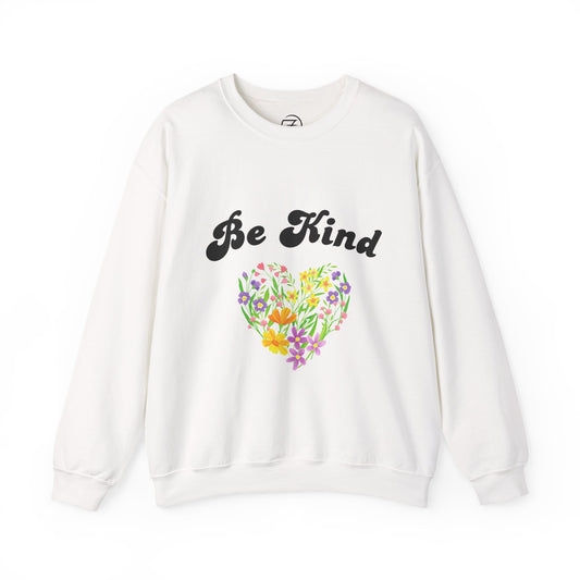 Be Kind Floral Heart Sweatshirt | Cozy Inspirational Crewneck